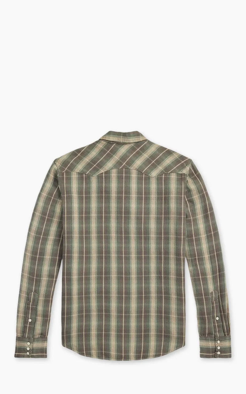 RRL Slim Fit Plaid Twill Western Shirt Green/Grey sold by Cultizm product image thumbnail 3