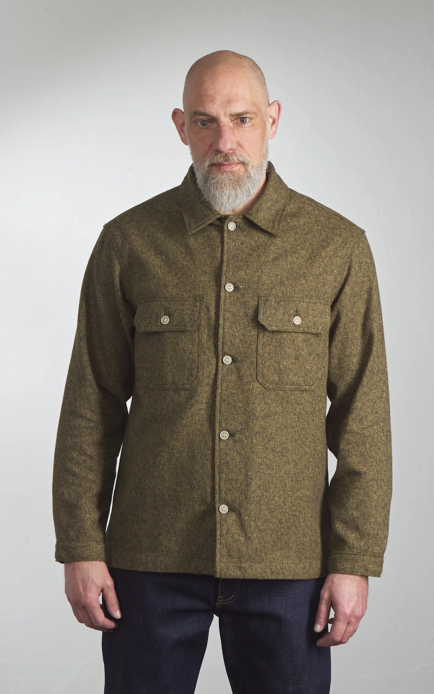 Naked & Famous Denim Work Shirt Herringbone Triple Twist Forest sold by Cultizm product image thumbnail 2