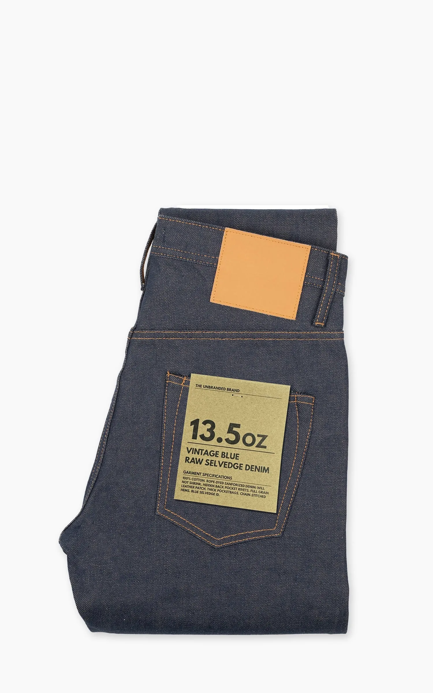 The Unbranded Brand UB654 Relax Tapered Fit Vintage Blue Selvedge 13.5oz sold by Cultizm