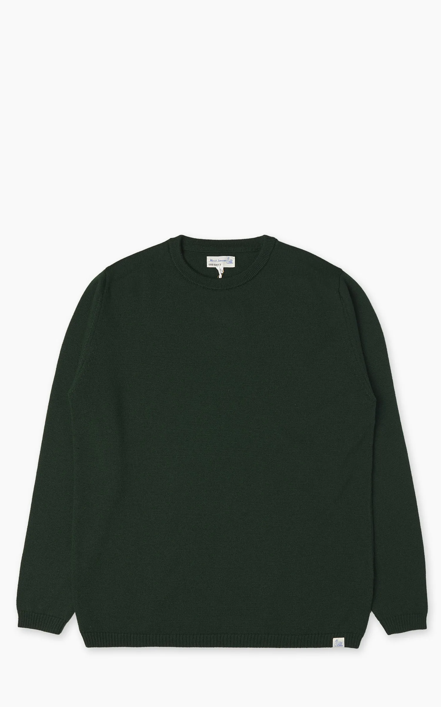 Merz b. Schwanen MWRC01 Classic Crew Merino Wool Pullover Forest sold by Cultizm