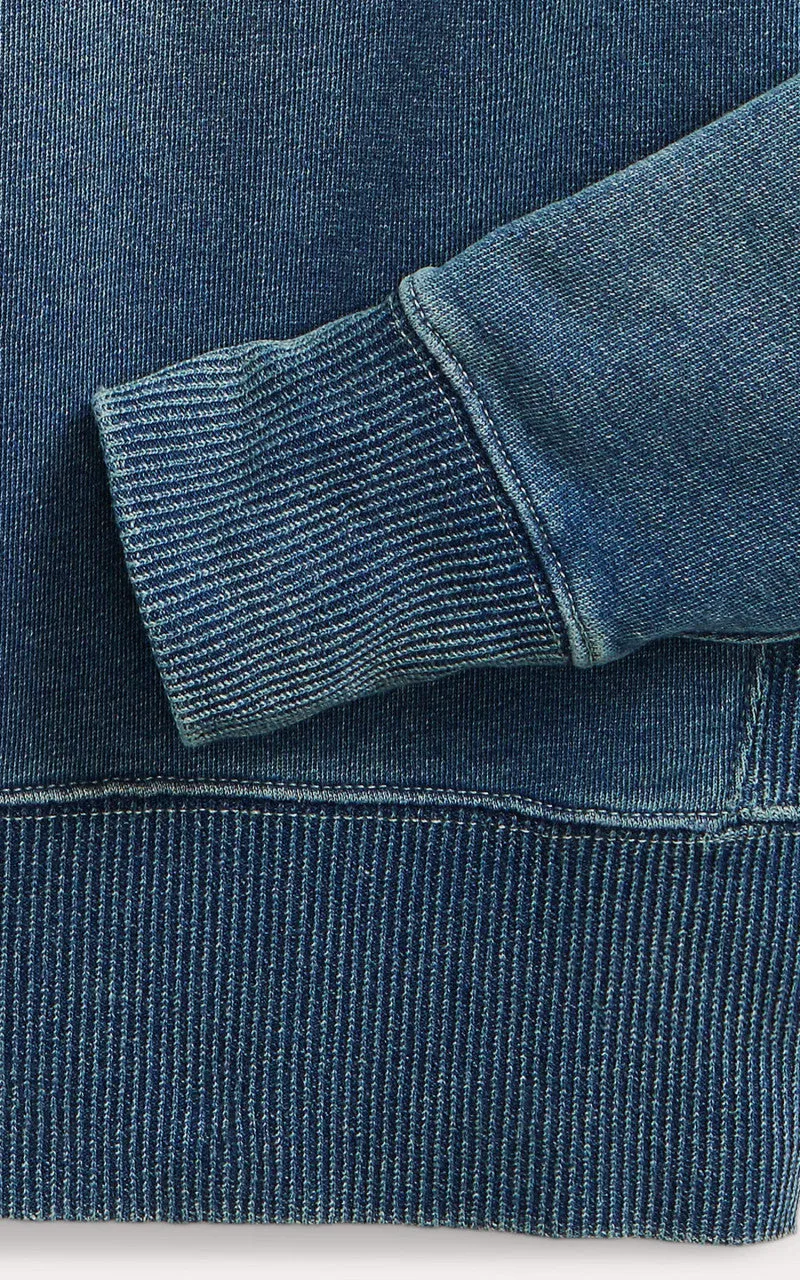 RRL Indigo French Terry Sweatshirt Washed Blue Indigo sold by Cultizm product image thumbnail 3