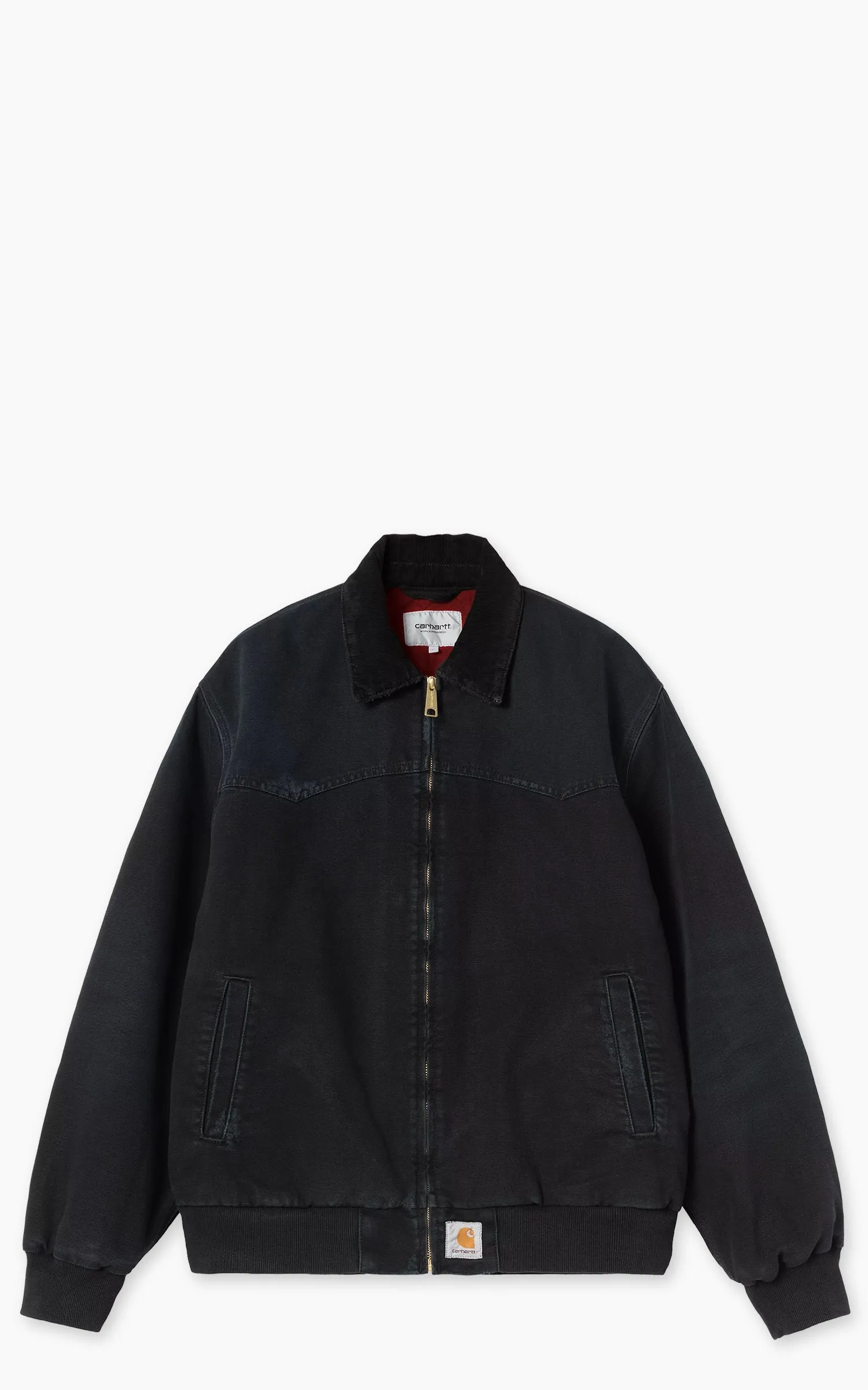 Carhartt WIP OG Santa Fe Jacket Dearborn Canvas Grind Washed Black/Black sold by Cultizm