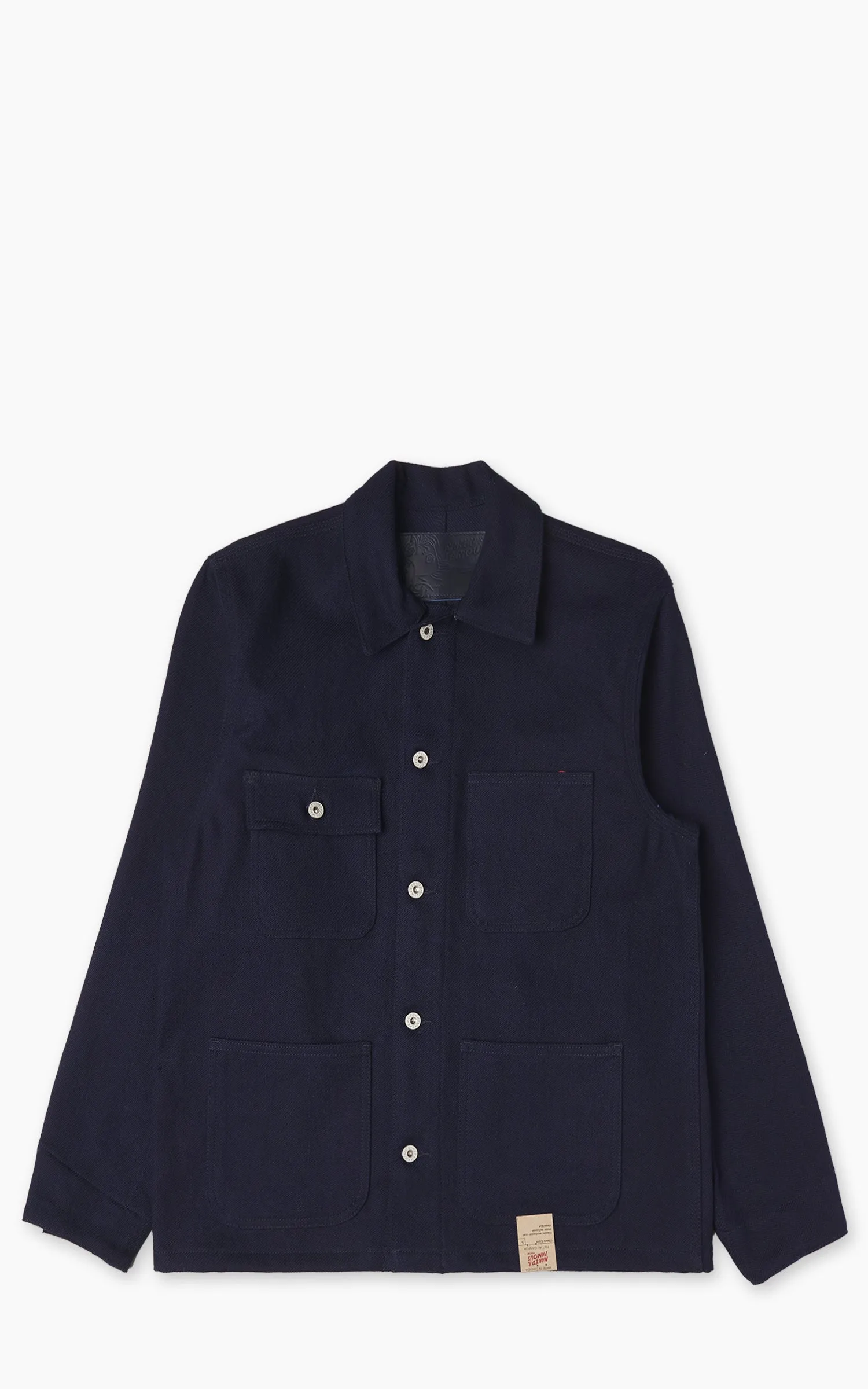 Naked & Famous Denim Chore Coat Maekake Dobby Indigo sold by Cultizm