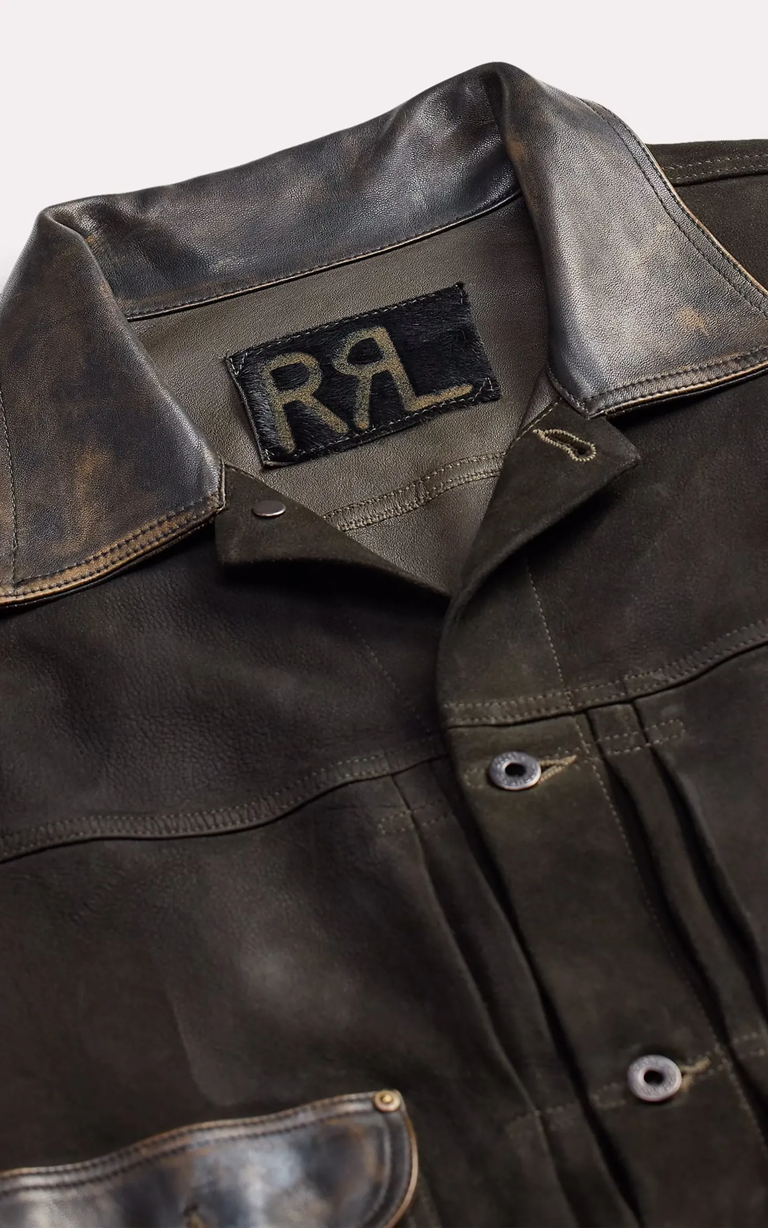 RRL Leather-Trim Suede Jacket Black sold by Cultizm product image thumbnail 4