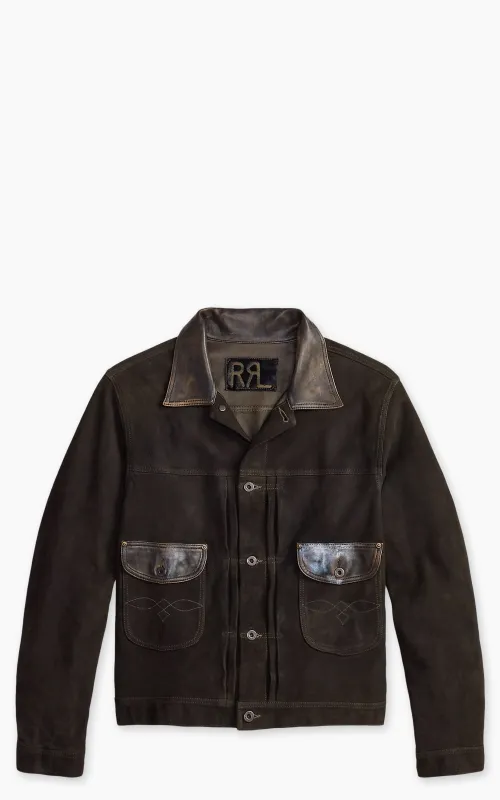 RRL Leather-Trim Suede Jacket Black sold by Cultizm