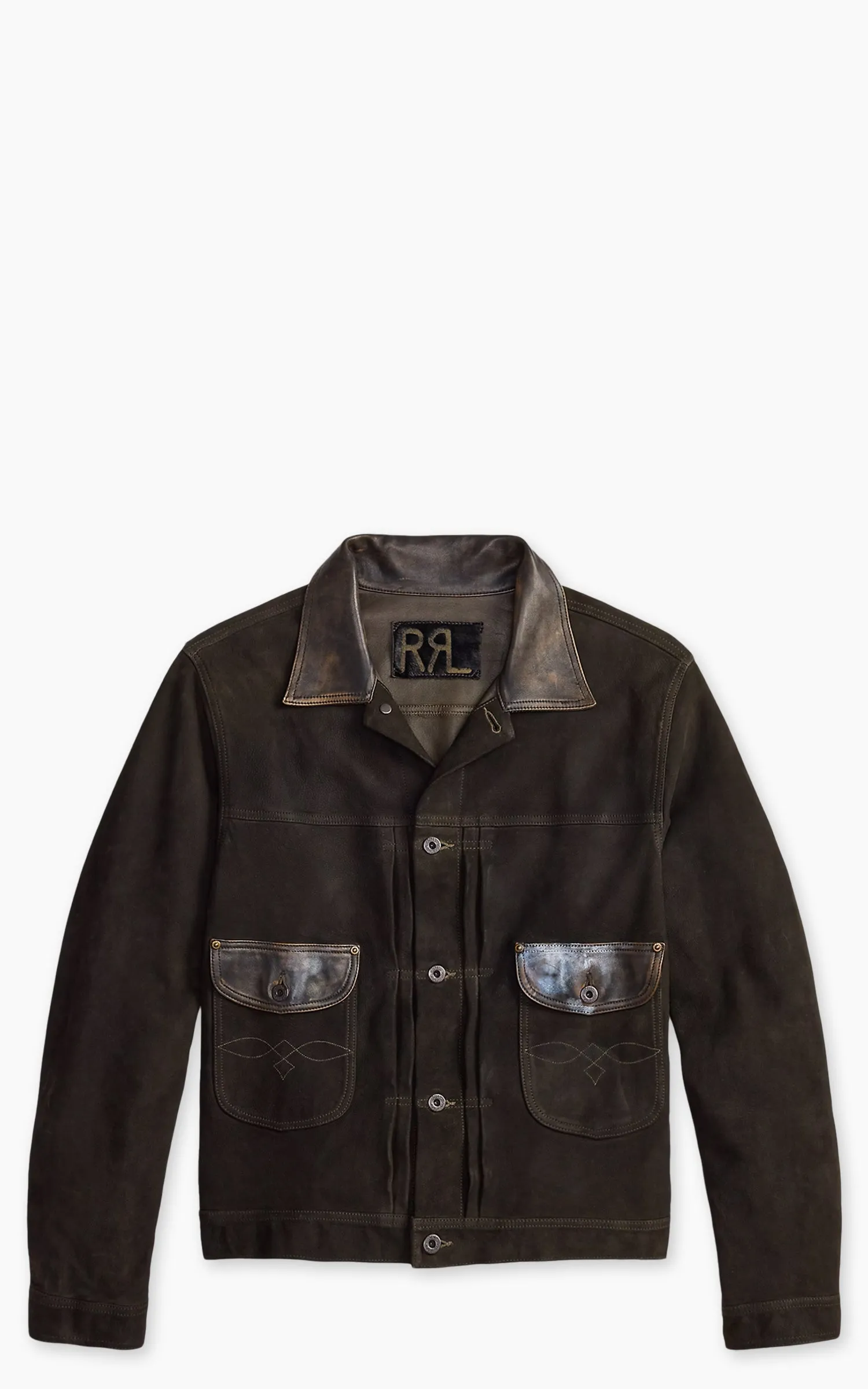 RRL Leather-Trim Suede Jacket Black sold by Cultizm