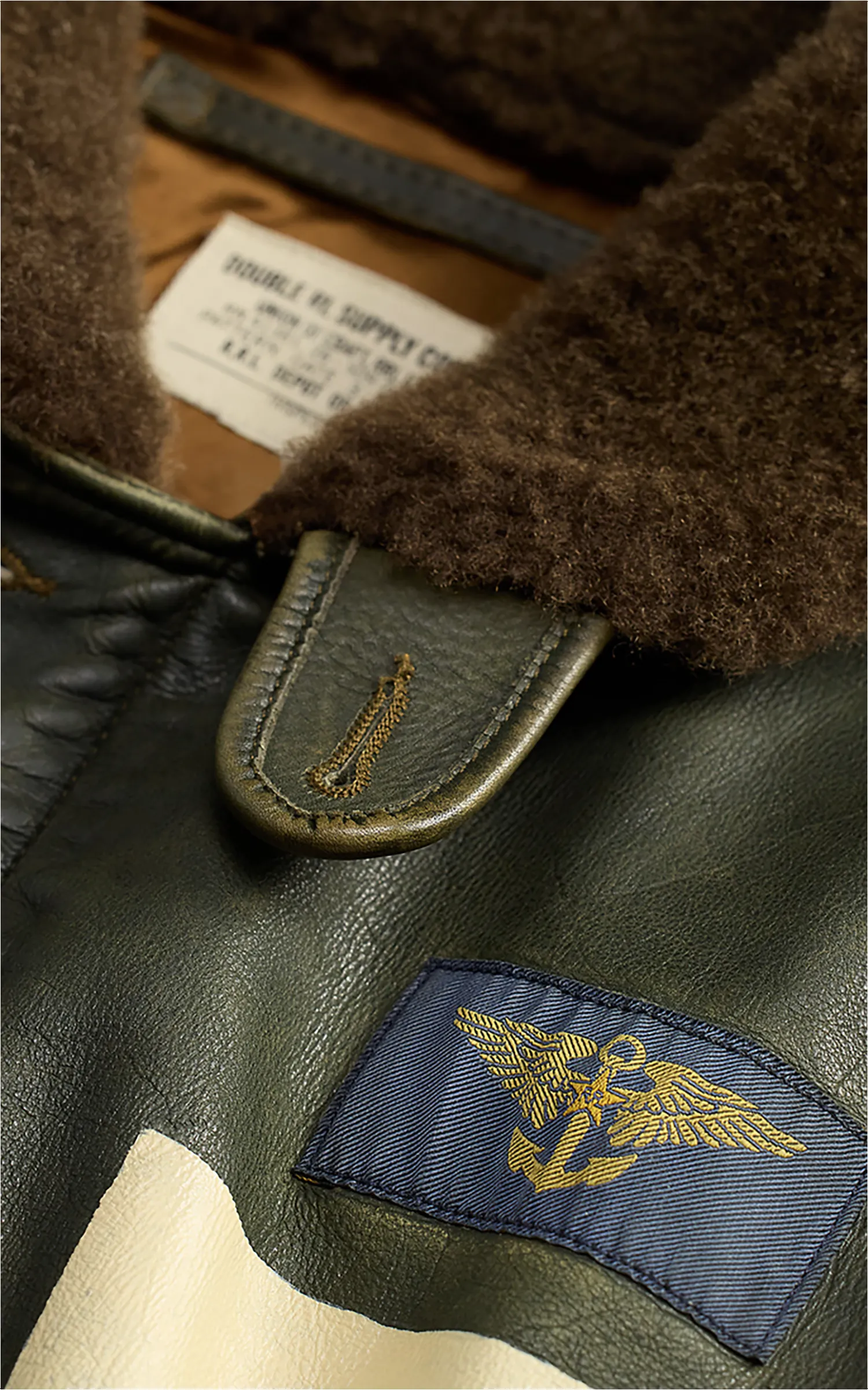 RRL Shearling-Collar Leather Jacket Vintage Olive sold by Cultizm product image thumbnail 4