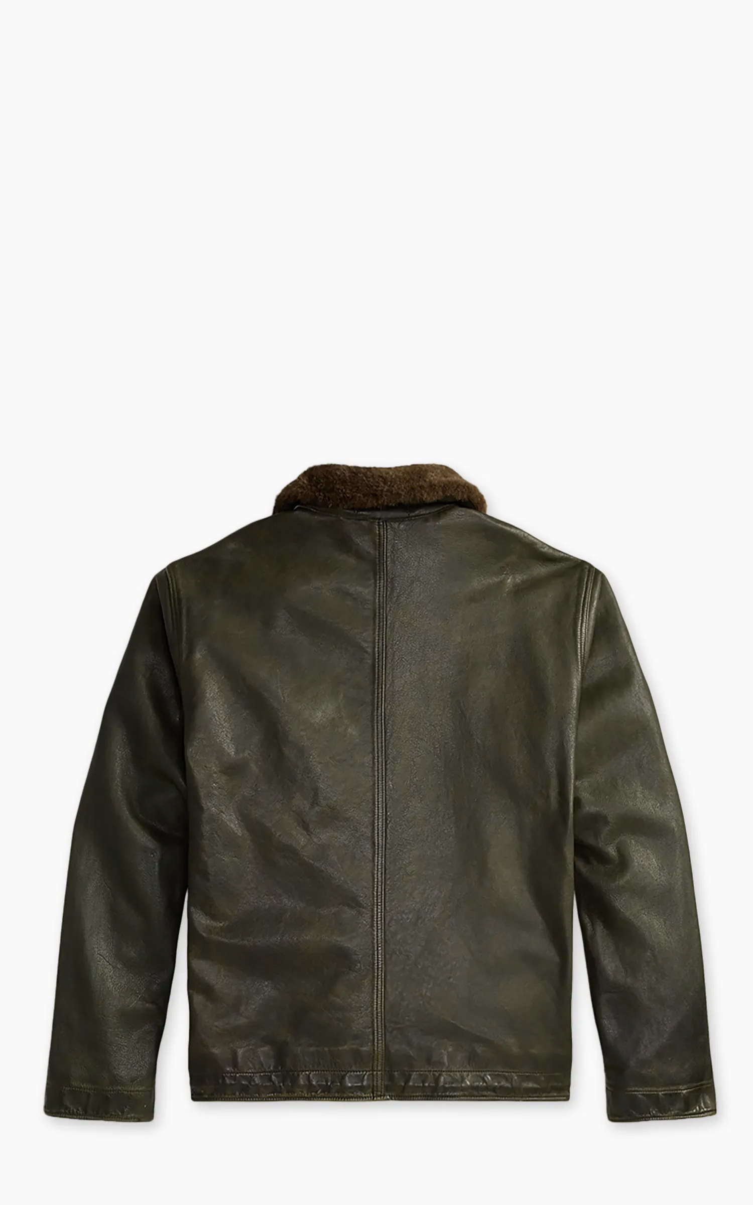 RRL Shearling-Collar Leather Jacket Vintage Olive sold by Cultizm product image thumbnail 3