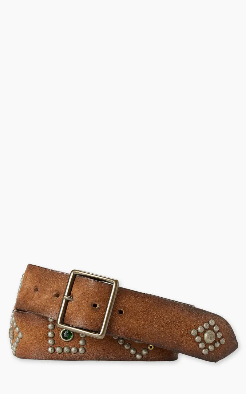 RRL Studded Roughout Leather Belt Light Brown sold by Cultizm