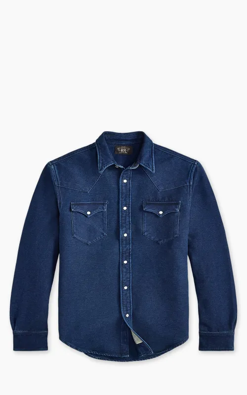 RRL Slim Fit Chamois Western Shirt Indigo sold by Cultizm