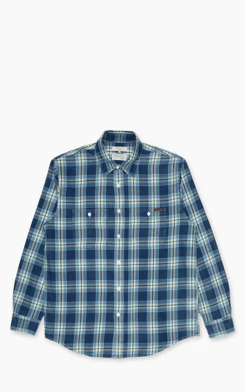 Nudie Jeans Julian Worker Shirt Checked Indigo made by Nudie Jeans