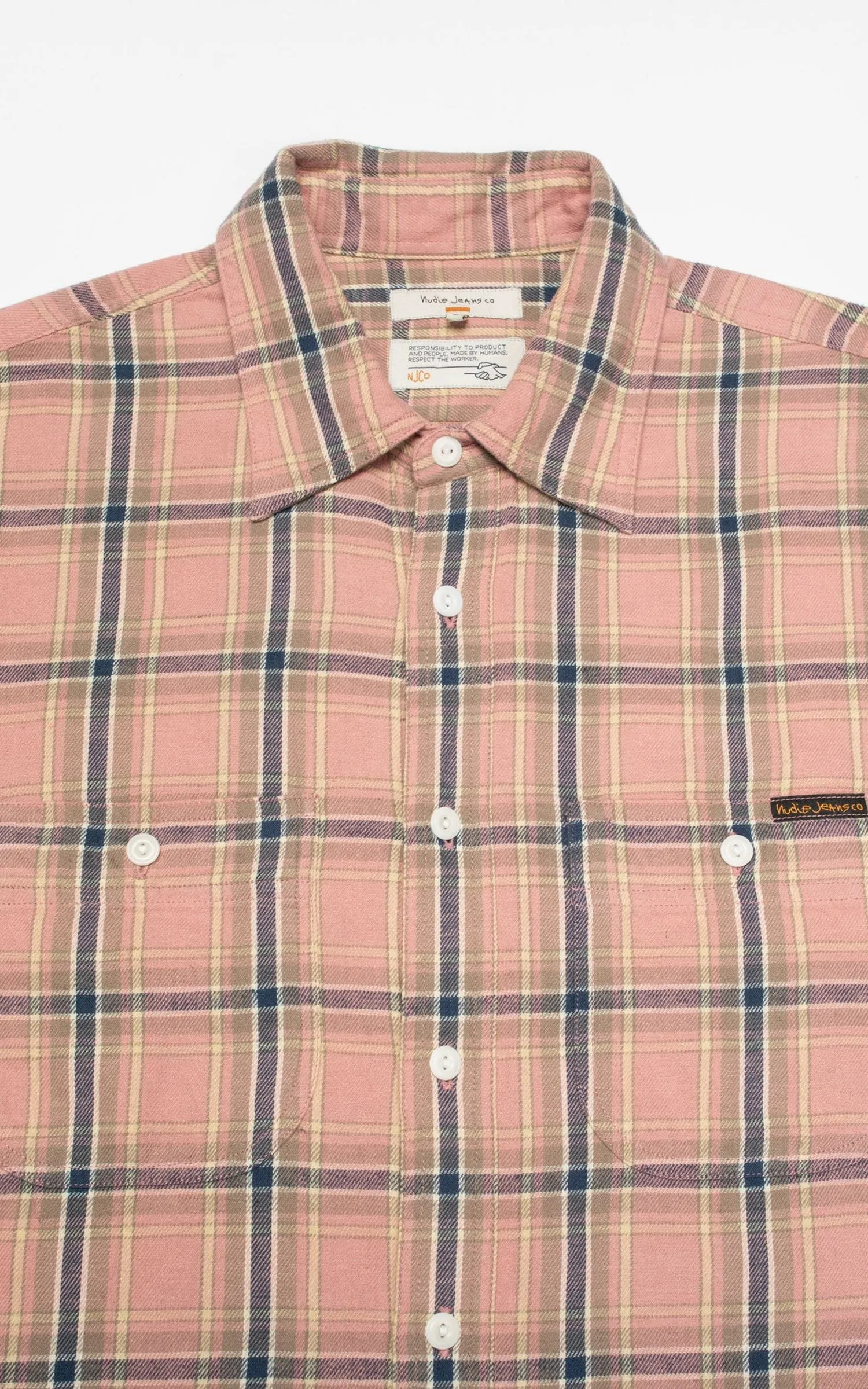 Nudie Jeans Julian Worker Shirt Checked Pink sold by Cultizm product image thumbnail 3