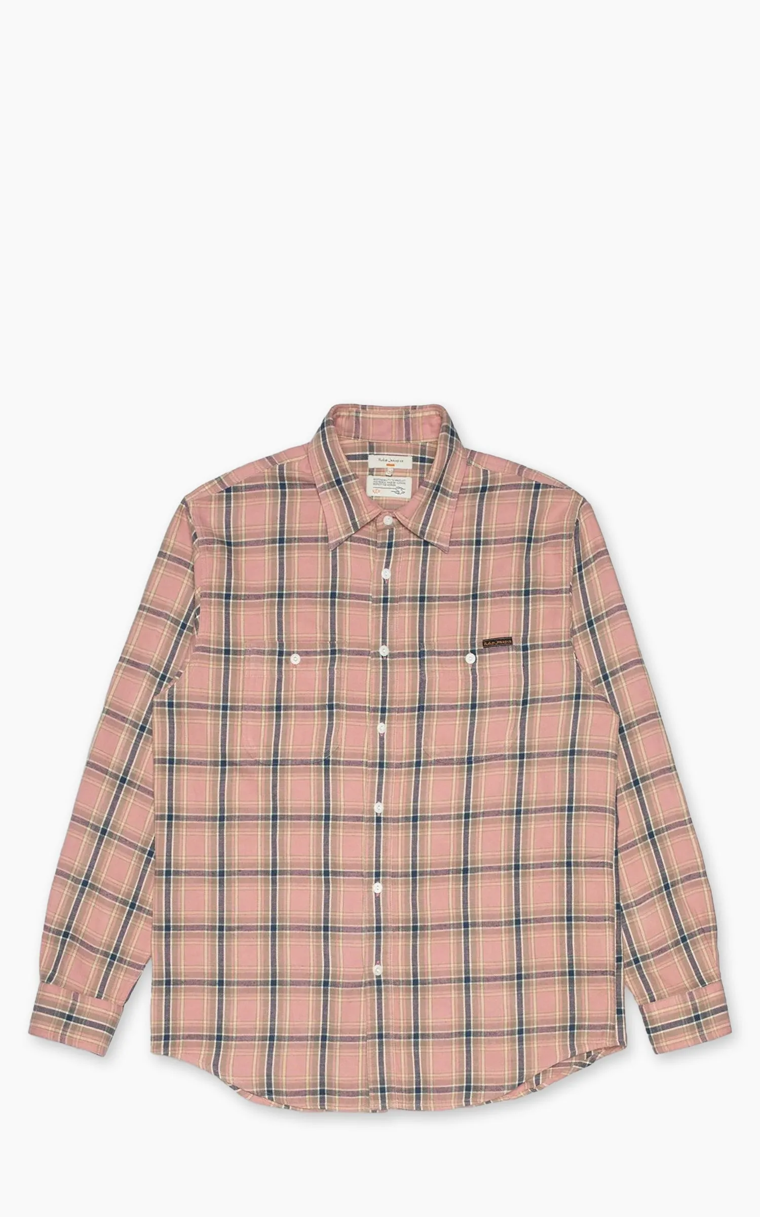 Nudie Jeans Julian Worker Shirt Checked Pink sold by Cultizm