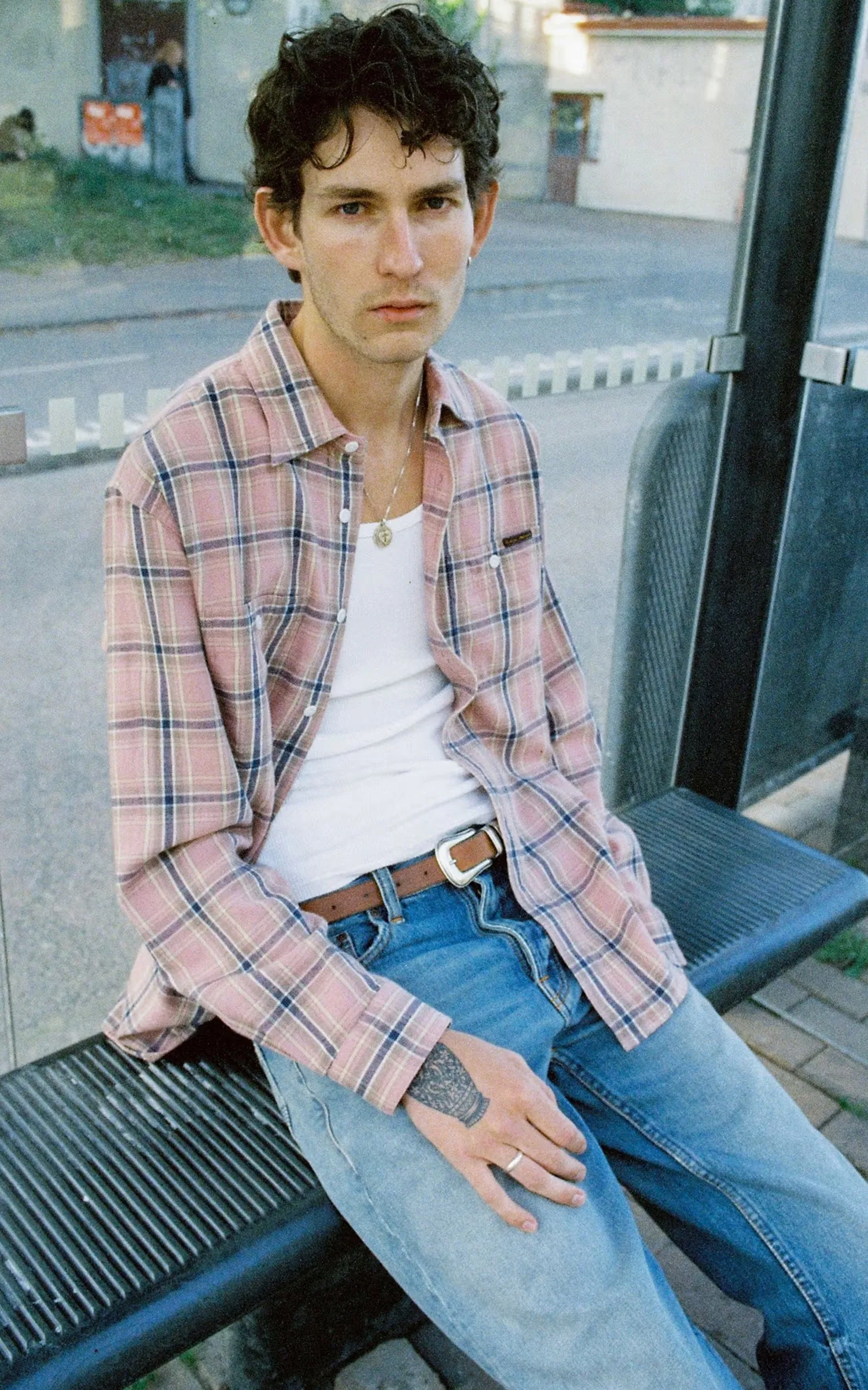 Nudie Jeans Julian Worker Shirt Checked Pink sold by Cultizm product image thumbnail 2