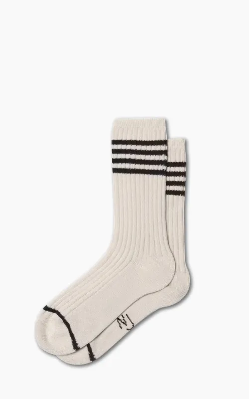 Nudie Jeans Men Tennis Socks Striped Offwhite/Black sold by Cultizm