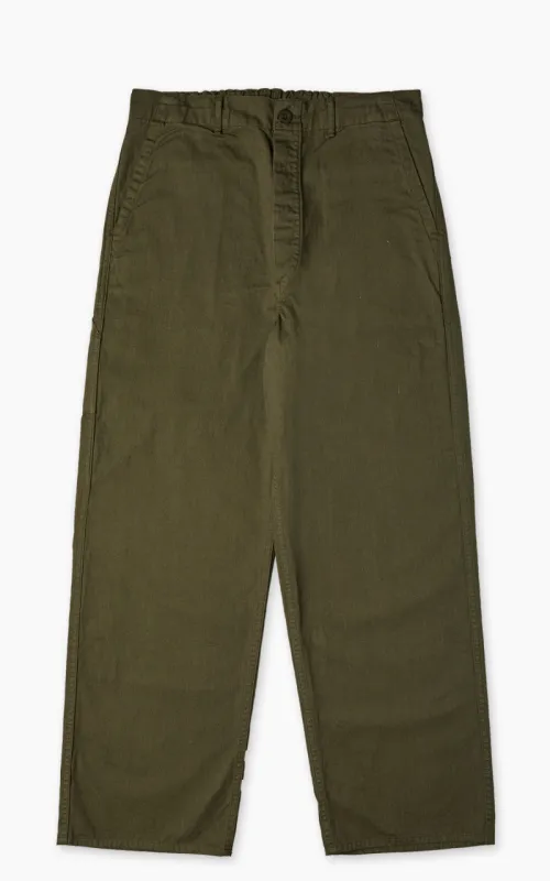 OrSlow Wide Fit French Work Pants Army Green sold by Cultizm