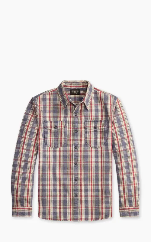 RRL Plaid Twill Workshirt Blue/Cream/Red sold by Cultizm