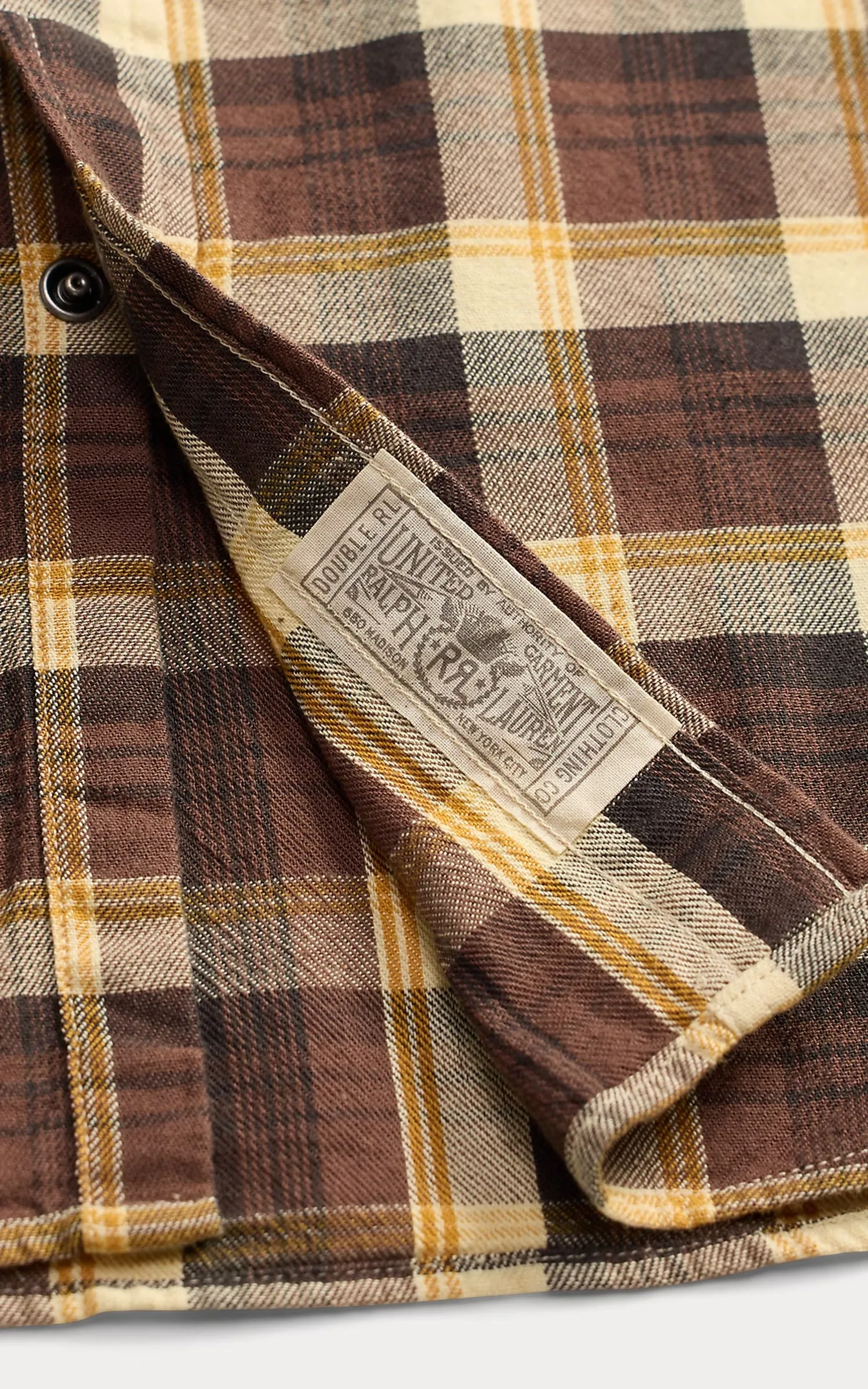 RRL Slim Fit Plaid Twill Western Shirt Brown/Mustard/Cream sold by Cultizm product image thumbnail 4