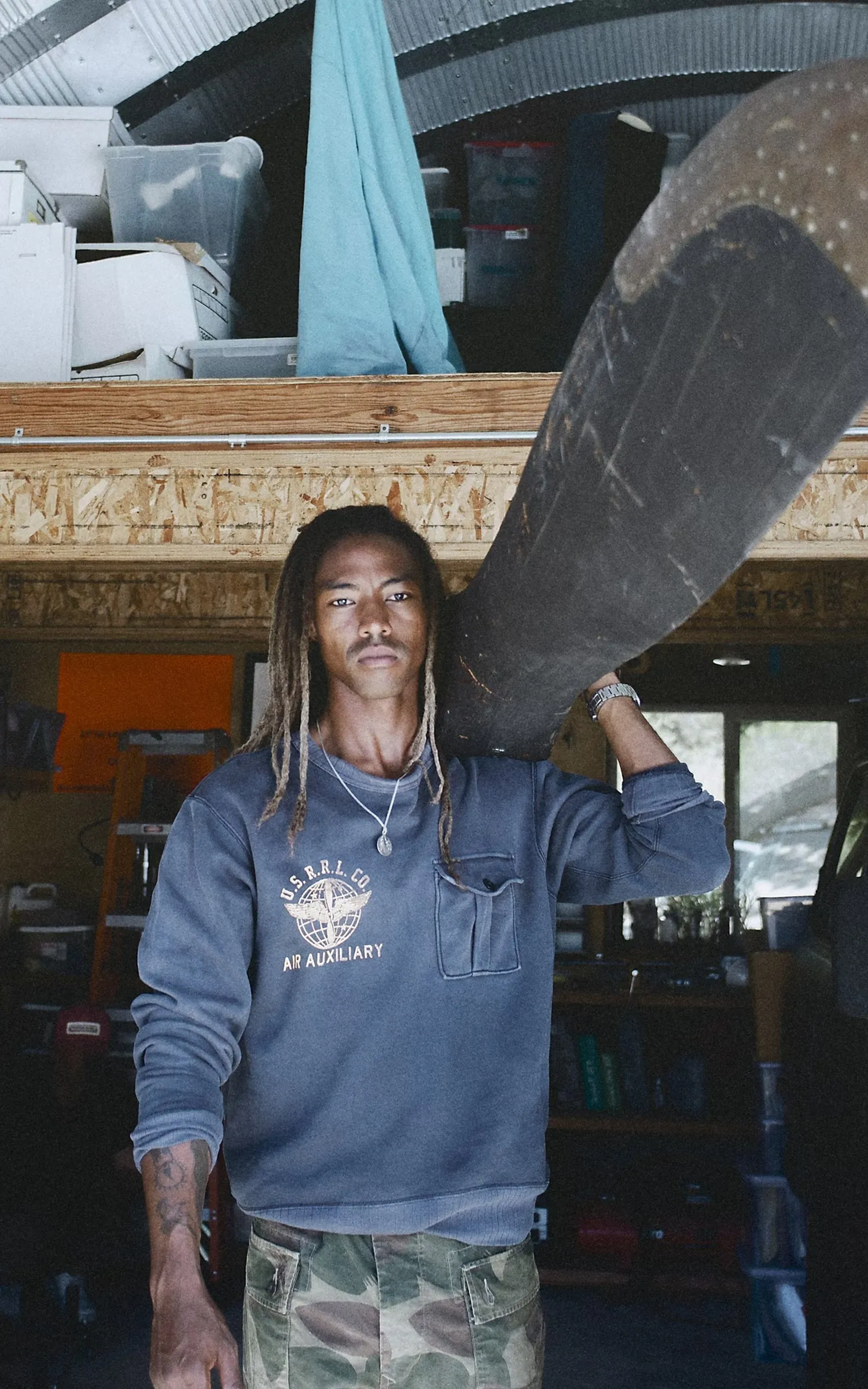 RRL French Terry Graphic Sweatshirt Faded Blue sold by Cultizm product image thumbnail 2