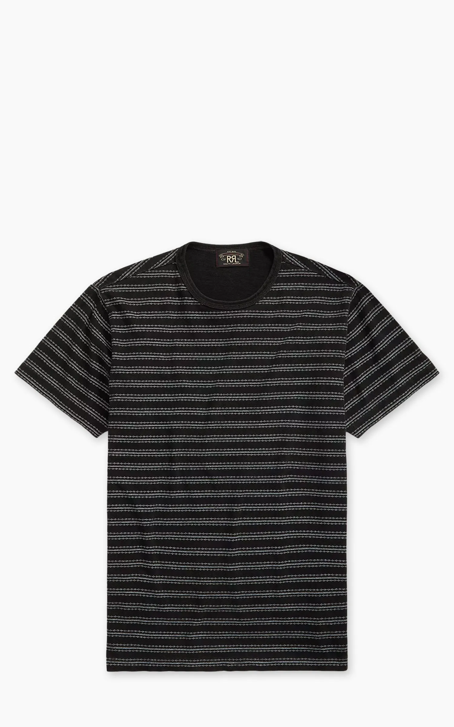 RRL Indigo Striped Jacquard T-Shirt Black Multi sold by Cultizm