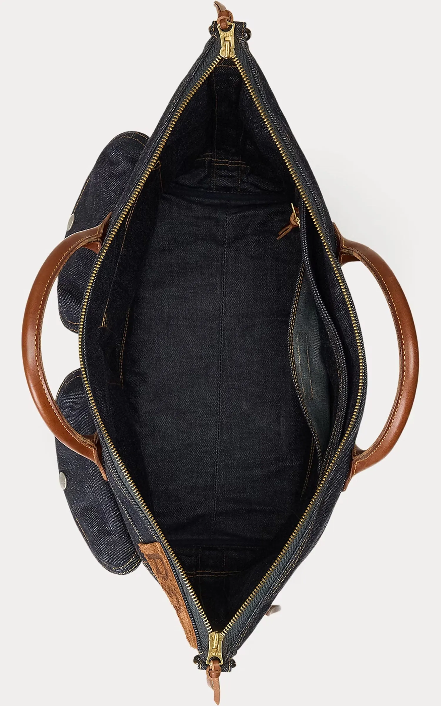 RRL Dayton Leather-Trim Denim Tote Indigo/Brown sold by Cultizm product image thumbnail 2