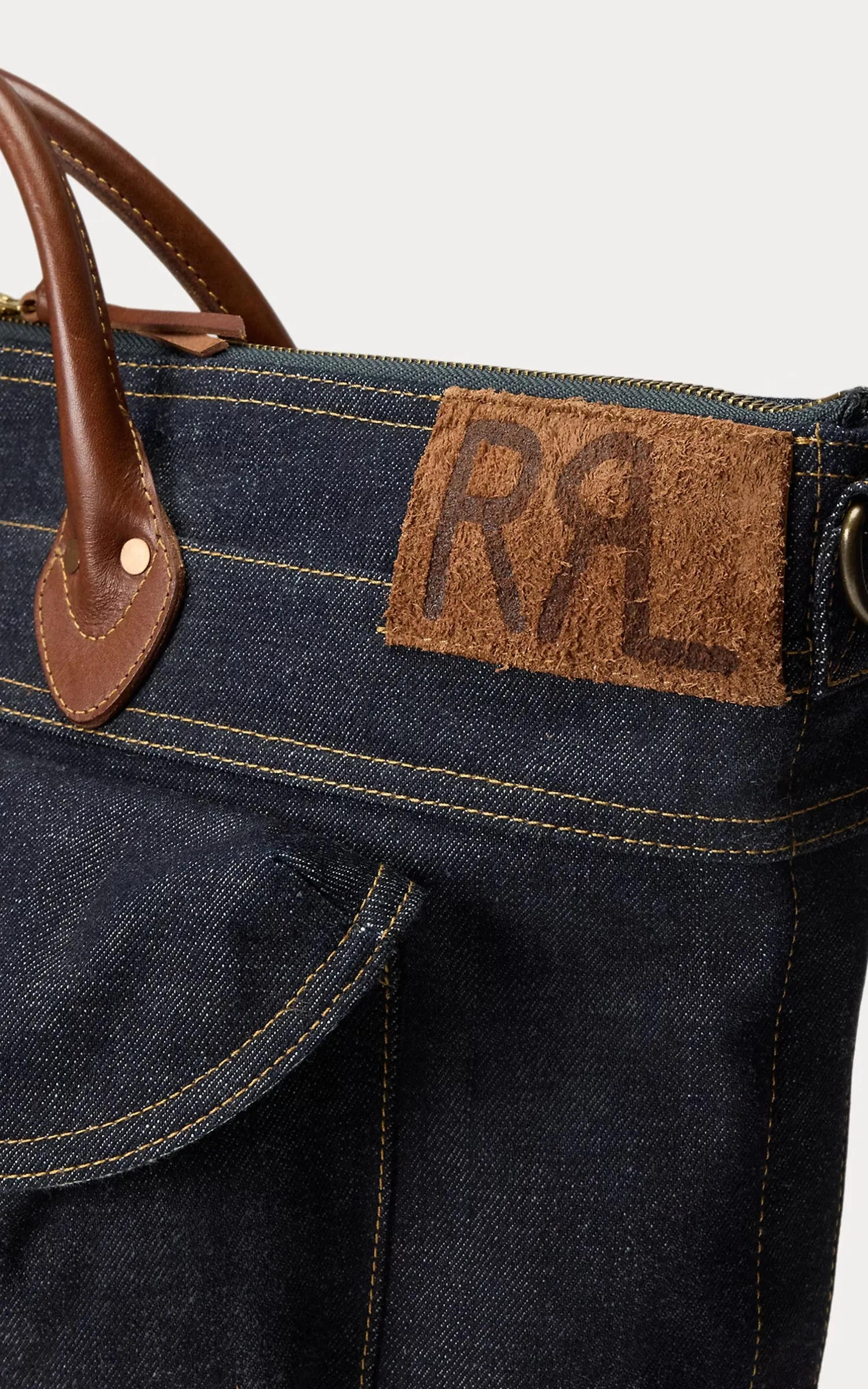 RRL Dayton Leather-Trim Denim Tote Indigo/Brown sold by Cultizm product image thumbnail 4