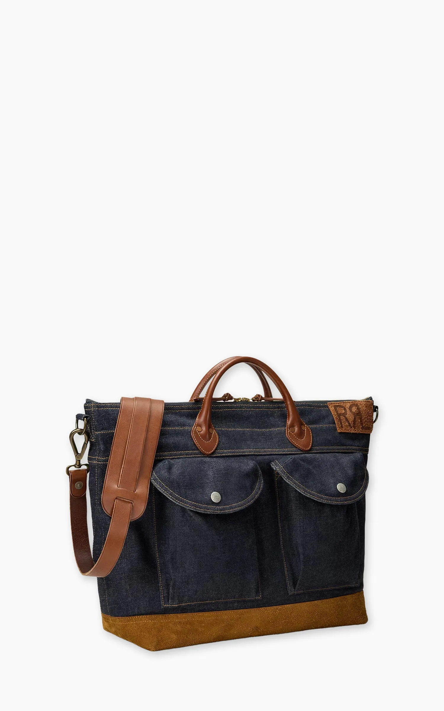 RRL Dayton Leather-Trim Denim Tote Indigo/Brown sold by Cultizm product image thumbnail 3