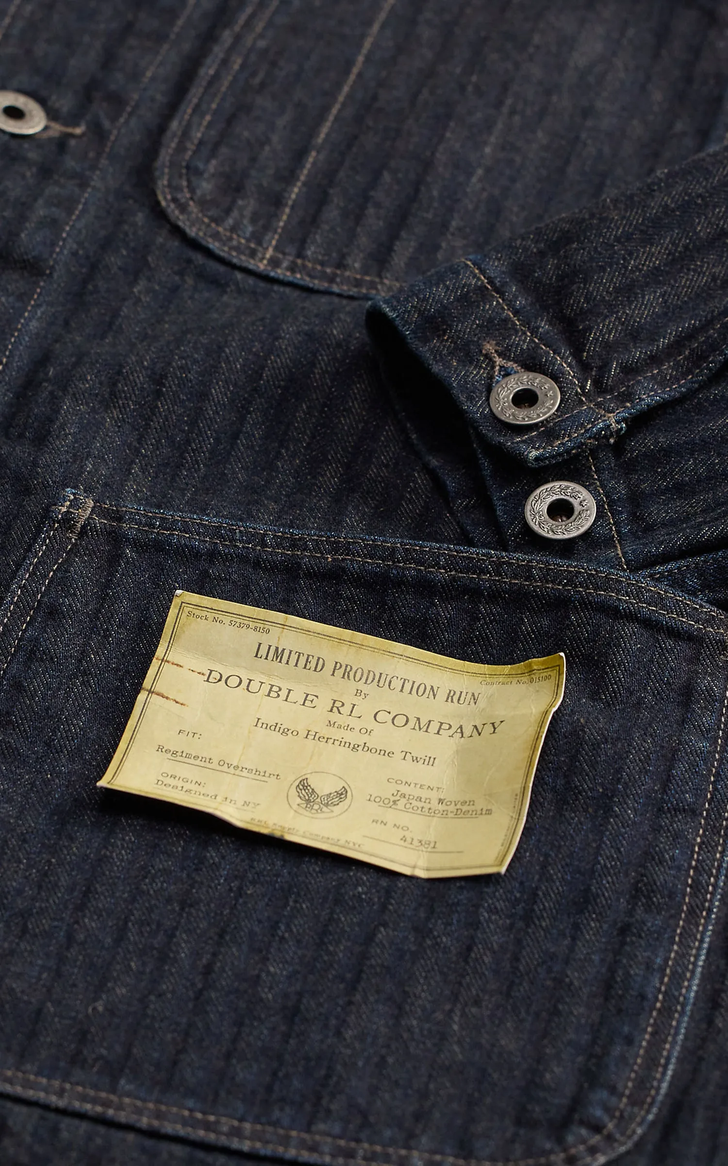 RRL Limited-Edition Indigo Herringbone Shirt Rinse sold by Cultizm product image thumbnail 4