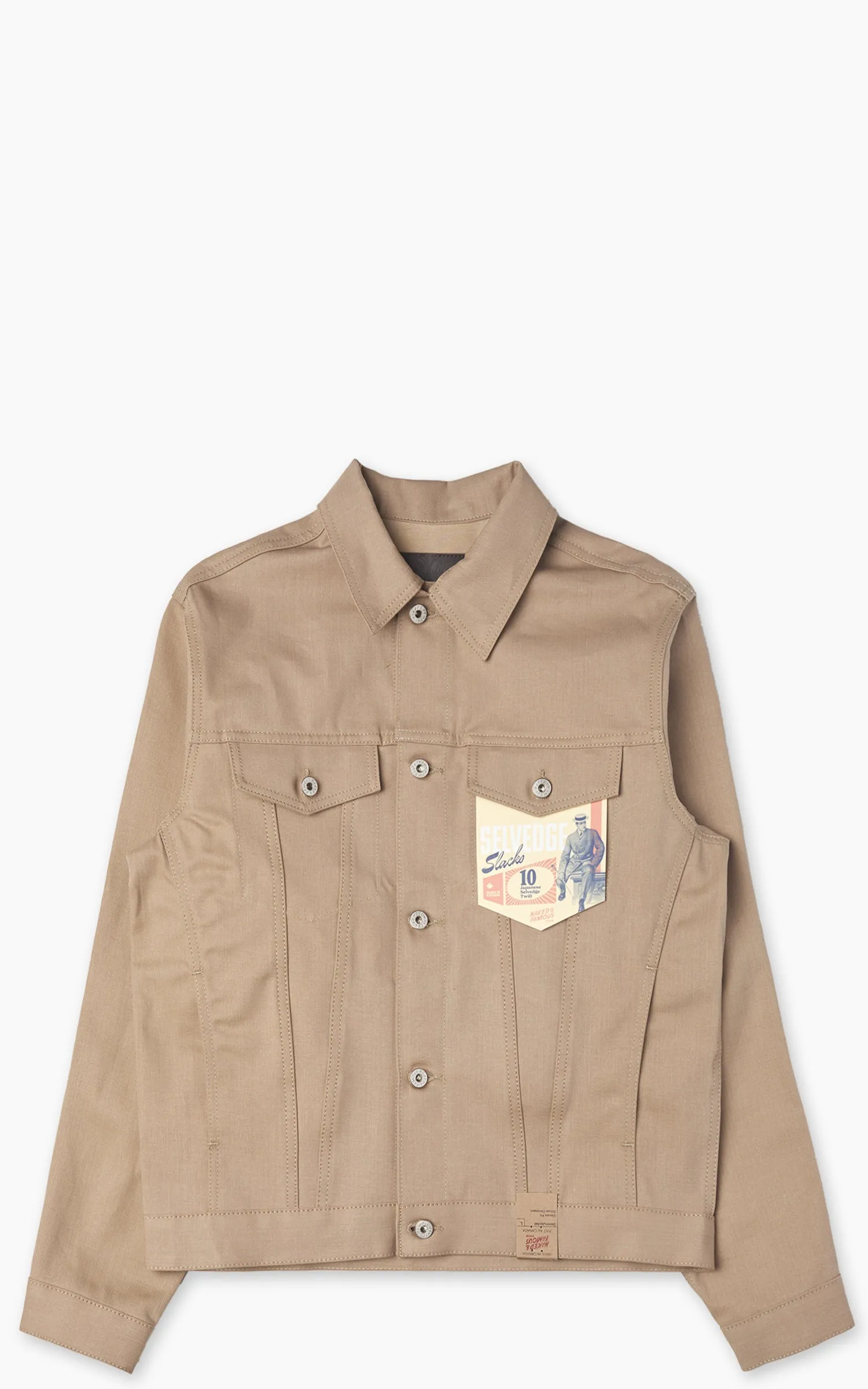 Naked & Famous Denim Denim Jacket Selvedge Slacks Beige 10oz sold by Cultizm