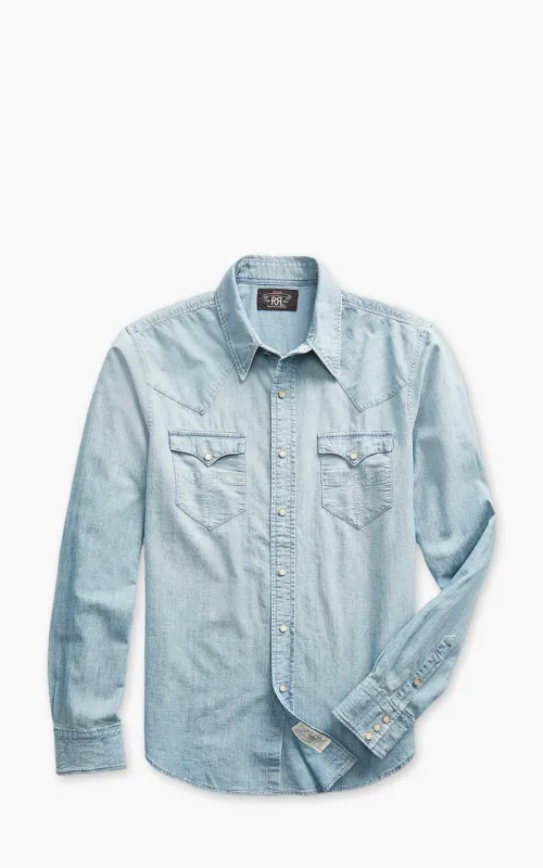 RRL Buffalo Western Shirt Chambray Davey Wash sold by Cultizm