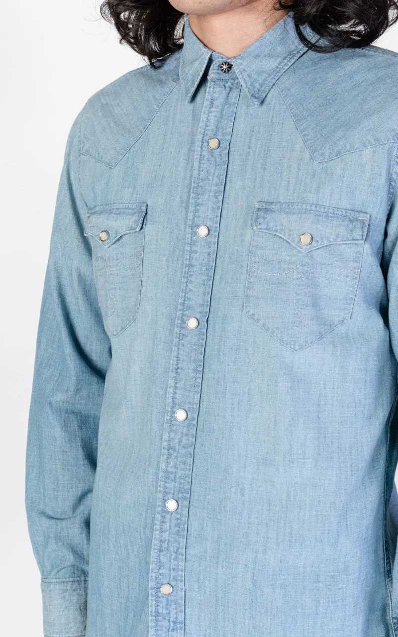 RRL Buffalo Western Shirt Chambray Davey Wash sold by Cultizm product image thumbnail 5