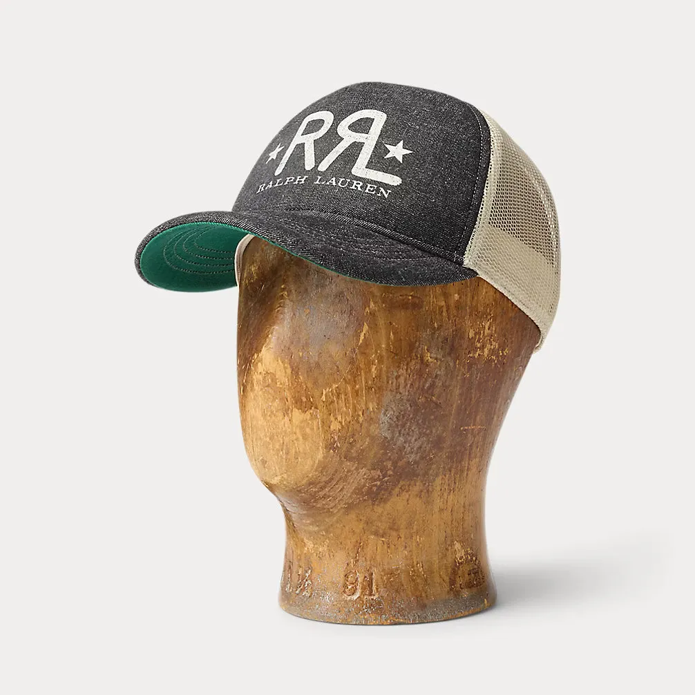 RRL Ranch Logo Denim Trucker Cap Black/White sold by Cultizm product image thumbnail 2