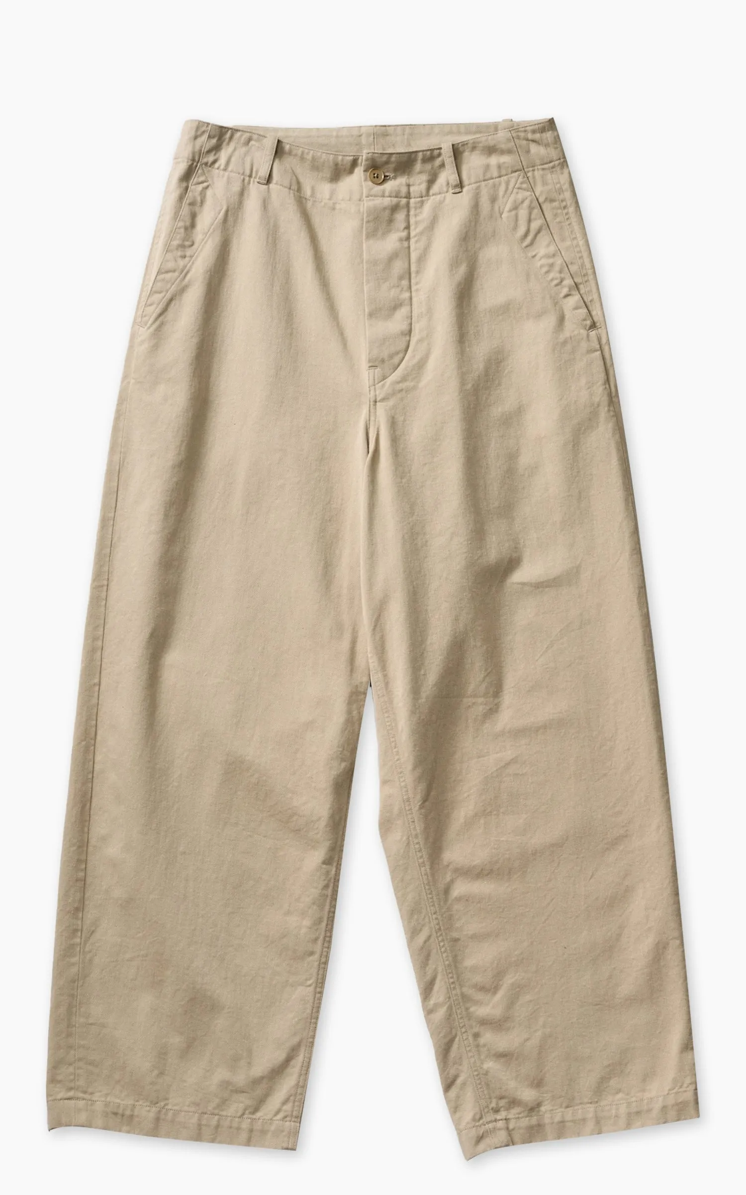 Kaptain Sunshine Cotton Drill Wide Pants Khaki sold by Cultizm