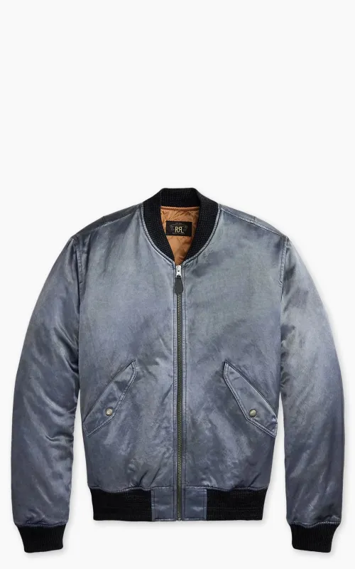 RRL Embroidered Satin Flight Jacket Vintage Blue sold by Cultizm