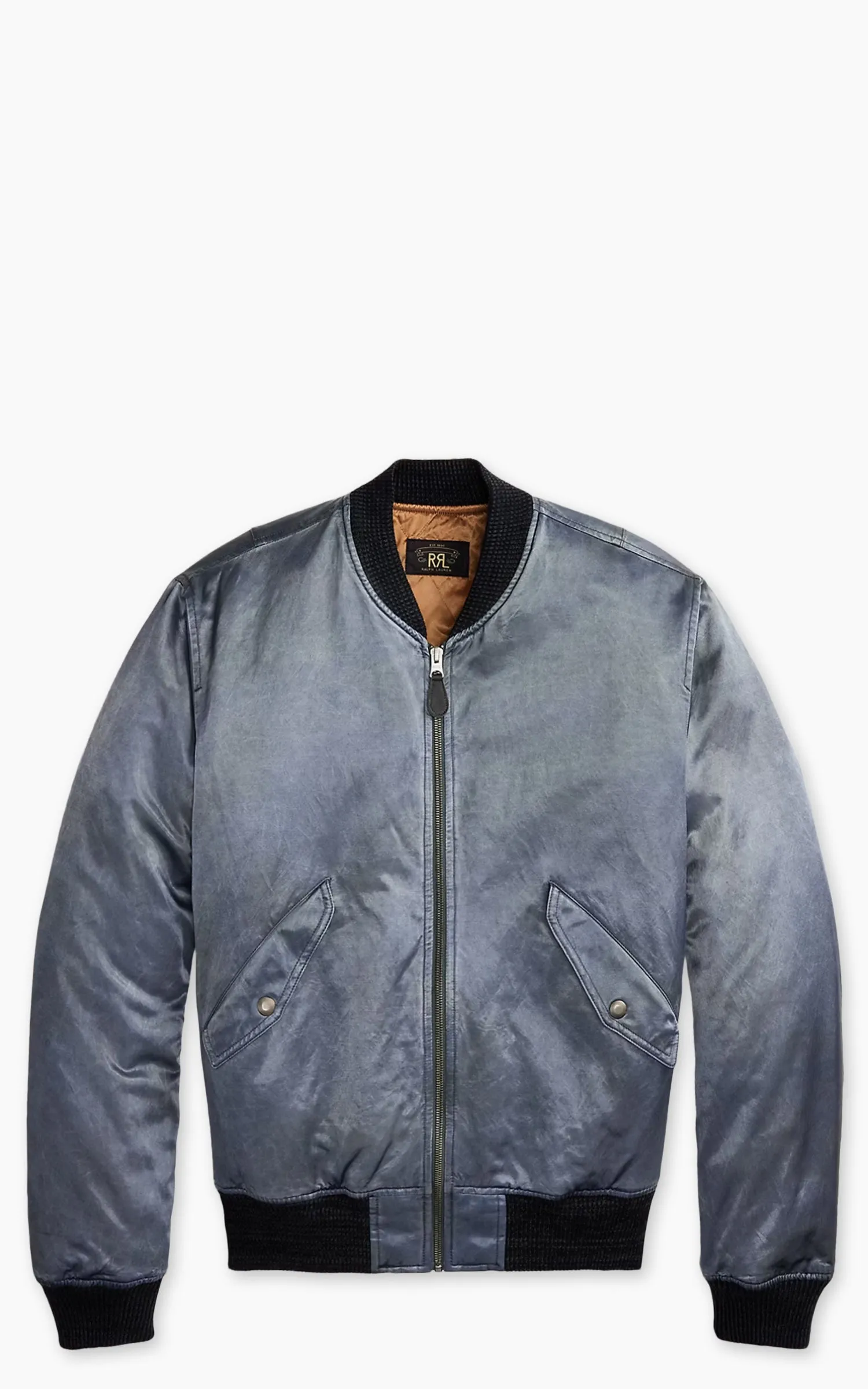 RRL Embroidered Satin Flight Jacket Vintage Blue sold by Cultizm