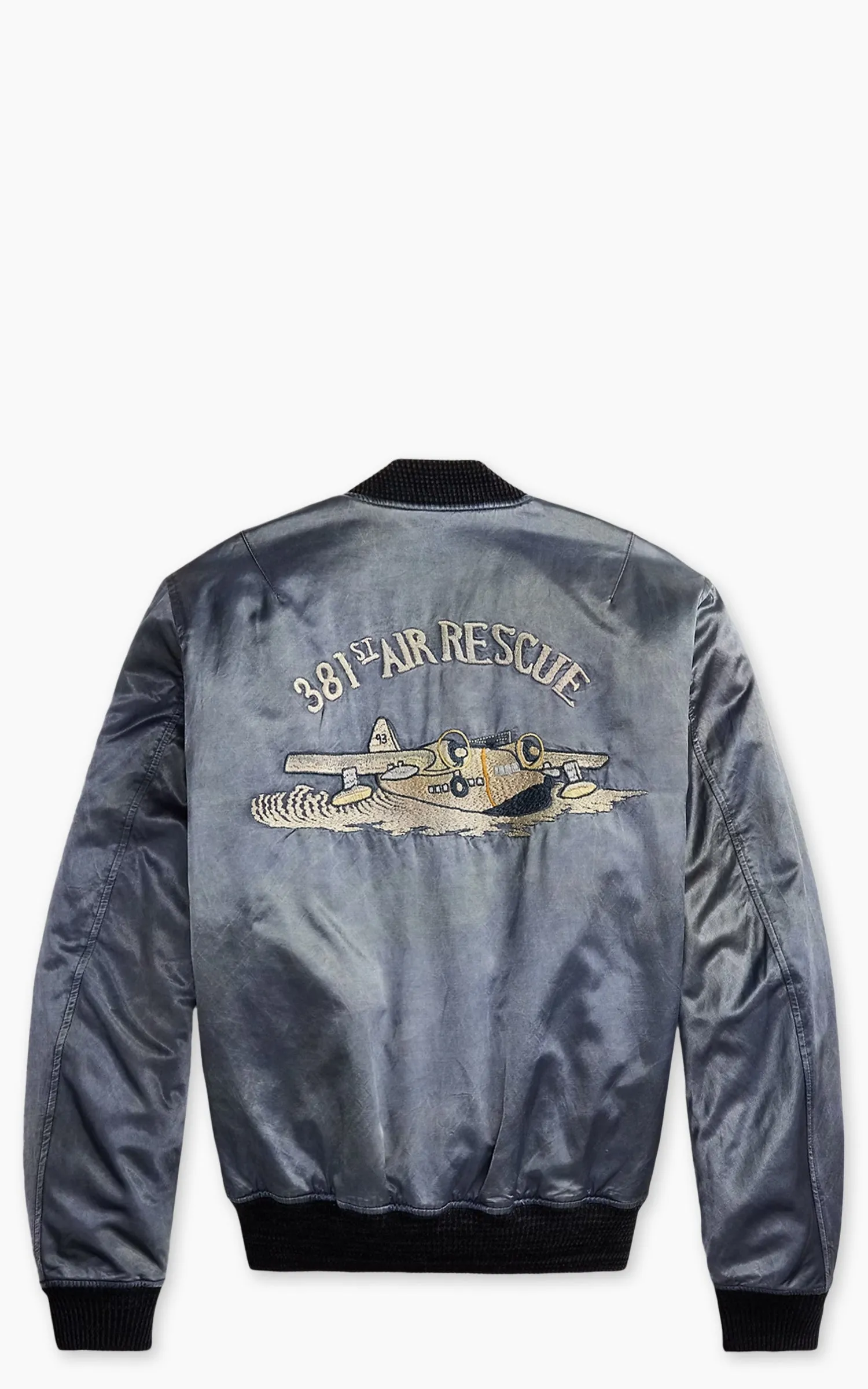 RRL Embroidered Satin Flight Jacket Vintage Blue sold by Cultizm product image thumbnail 4