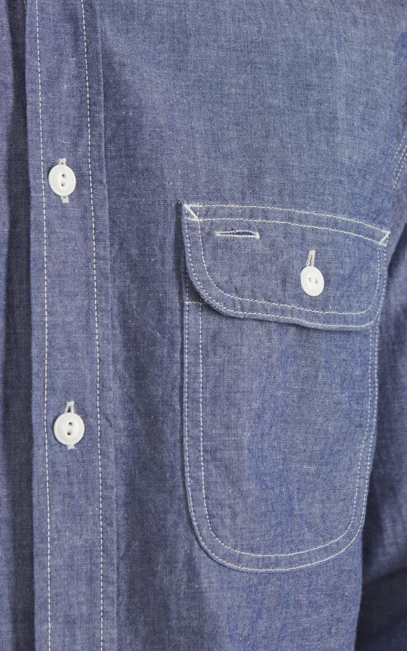 FOB Factory F3494 Selvedge Chambray Work Shirt Blue sold by Cultizm product image thumbnail 3