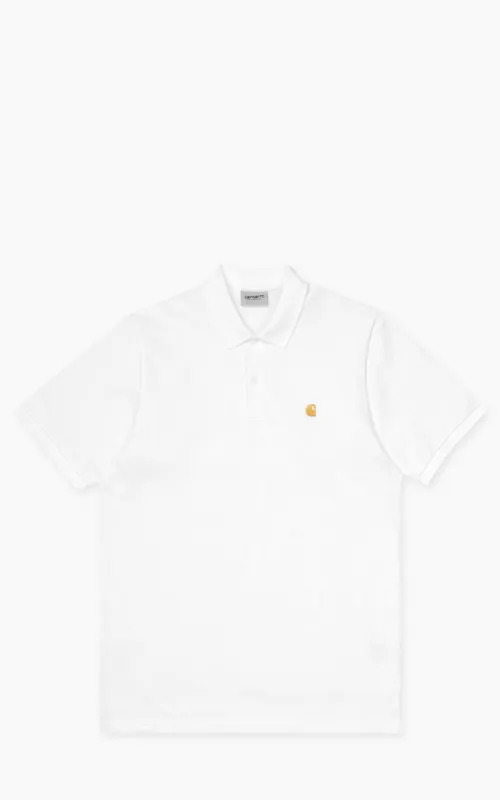 Carhartt WIP S/S Chase Pique Polo White/Gold made by Carhartt WIP