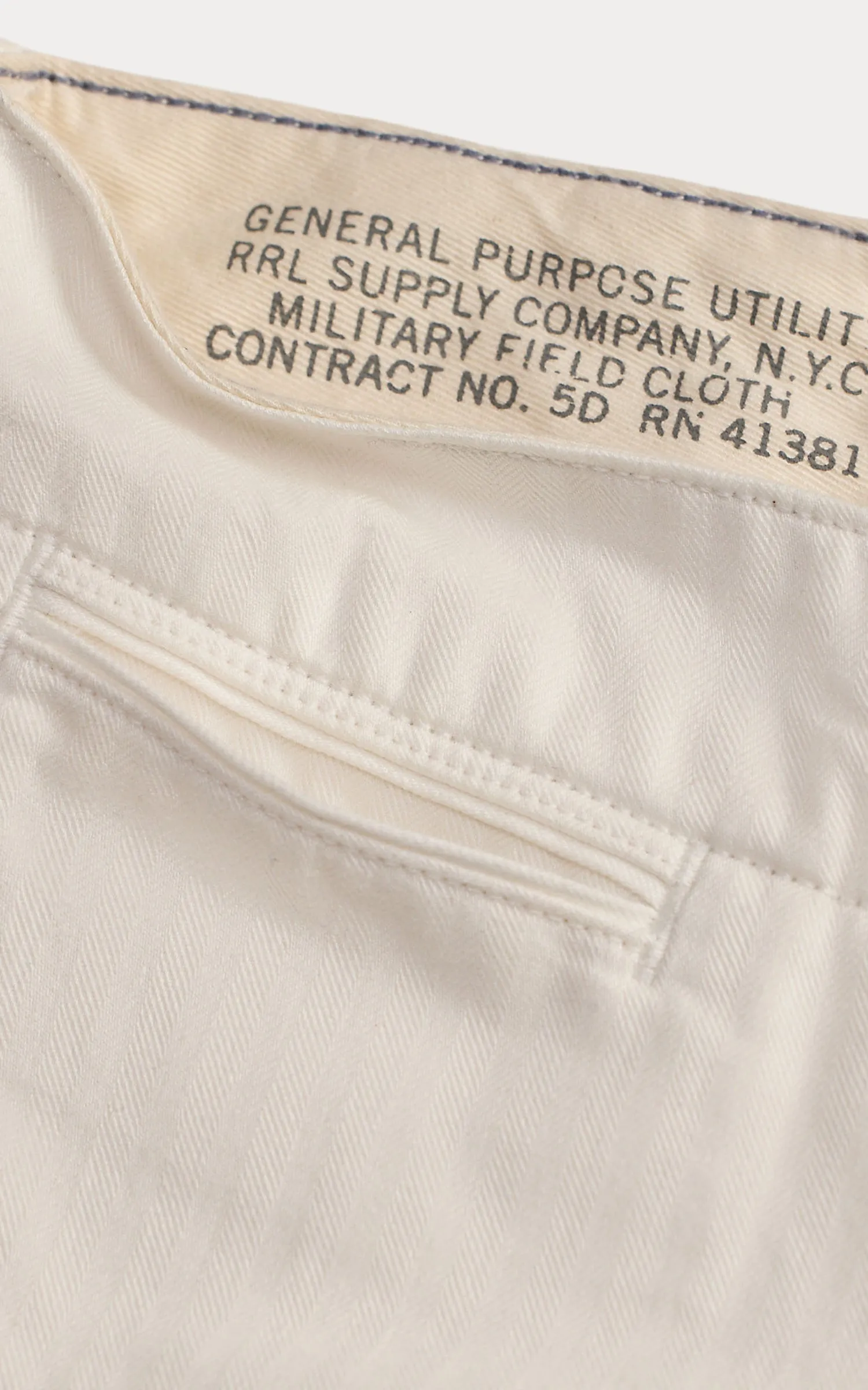 RRL Herringbone Twill Officer's Short Antique White sold by Cultizm product image thumbnail 3