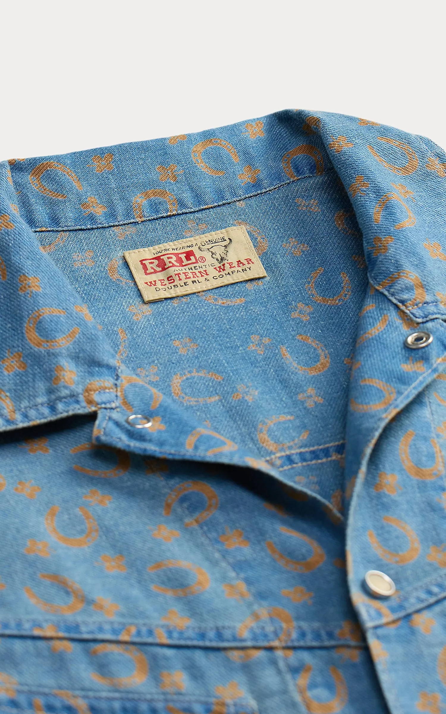 RRL Horseshoe-Print Denim Shirt Jacket Indigo sold by Cultizm product image thumbnail 2