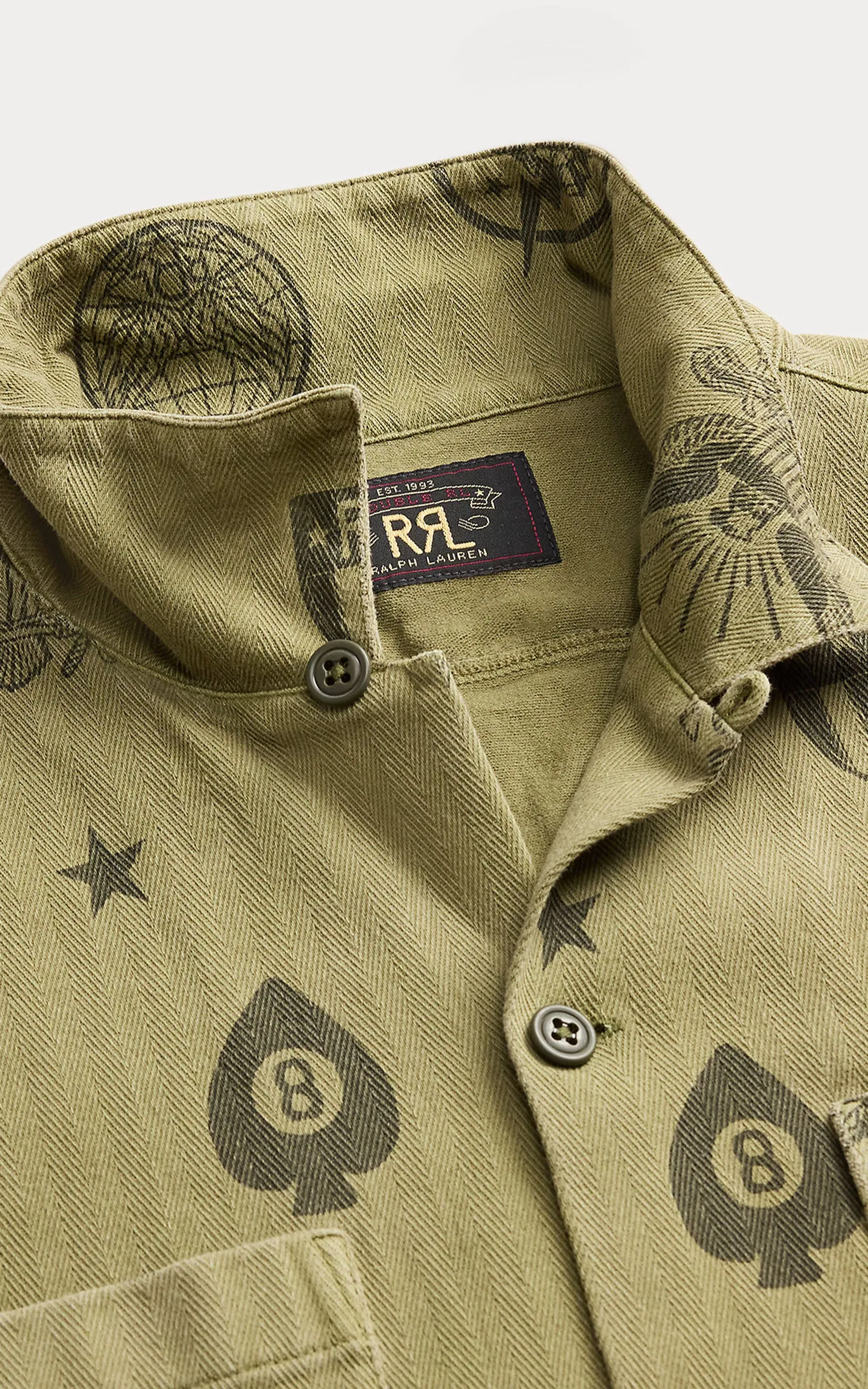 RRL Knit Herringbone Twill Camp Shirt OD7 sold by Cultizm product image thumbnail 2