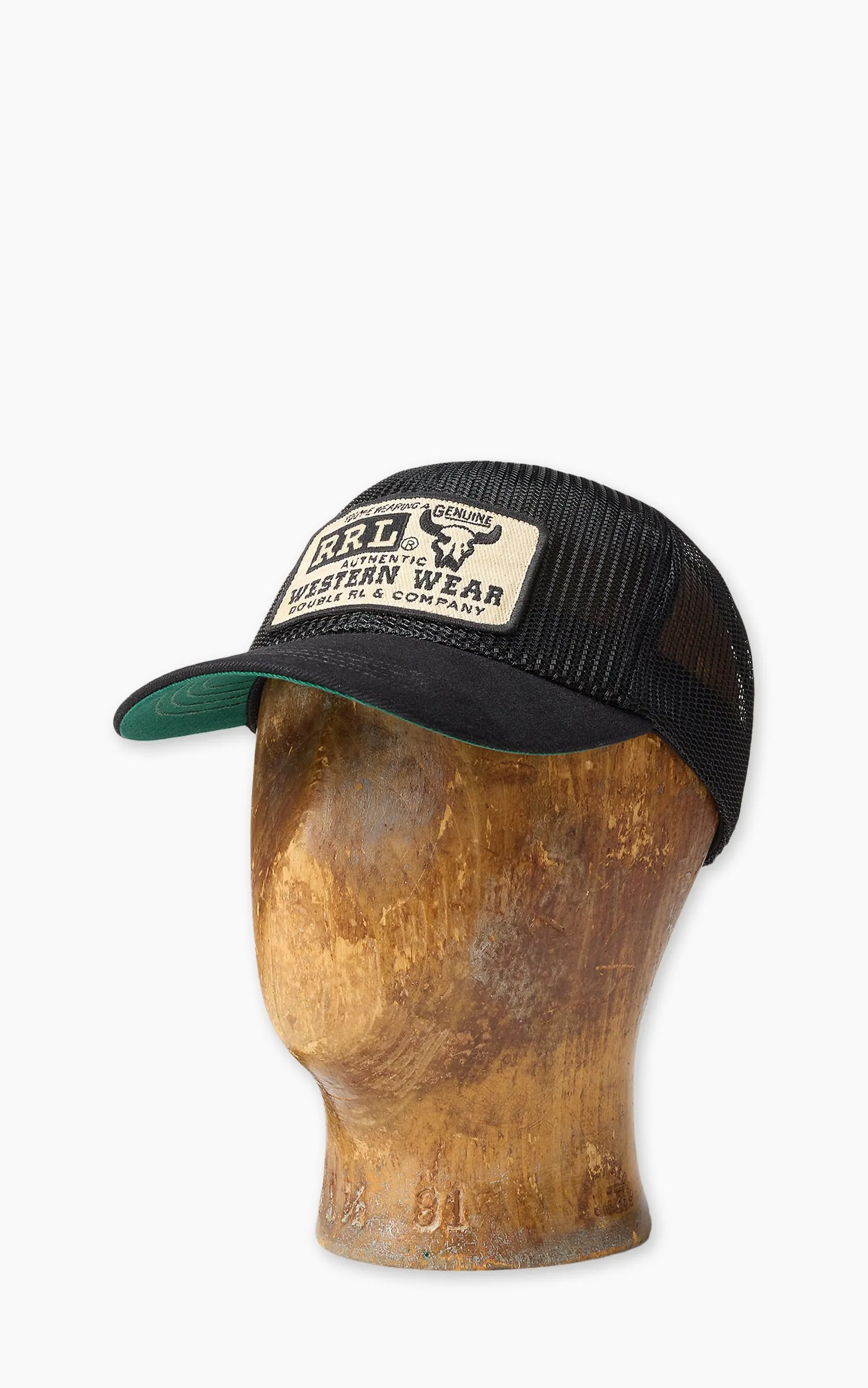 RRL Denim-Bill Mesh Trucker Cap Black sold by Cultizm