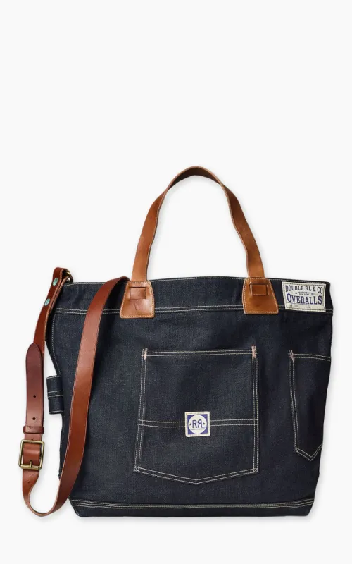 RRL Leroy Leather-Trim Denim Tote Indigo sold by Cultizm
