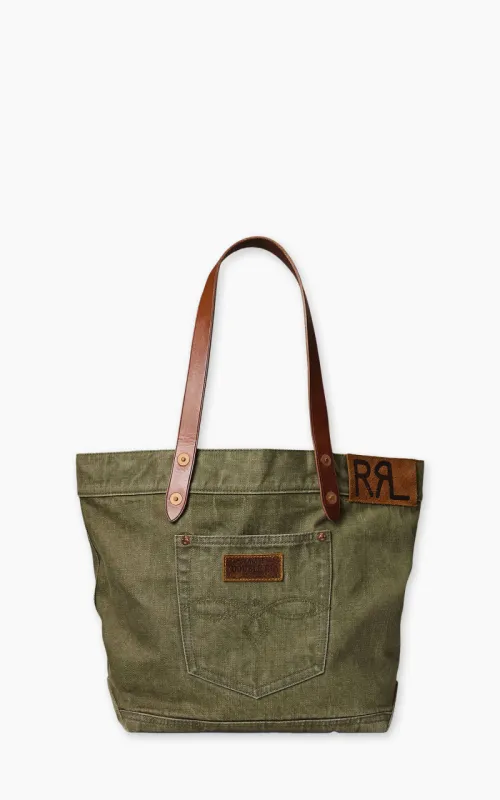 RRL Olsen Leather-Trim Twill Tote Olive sold by Cultizm