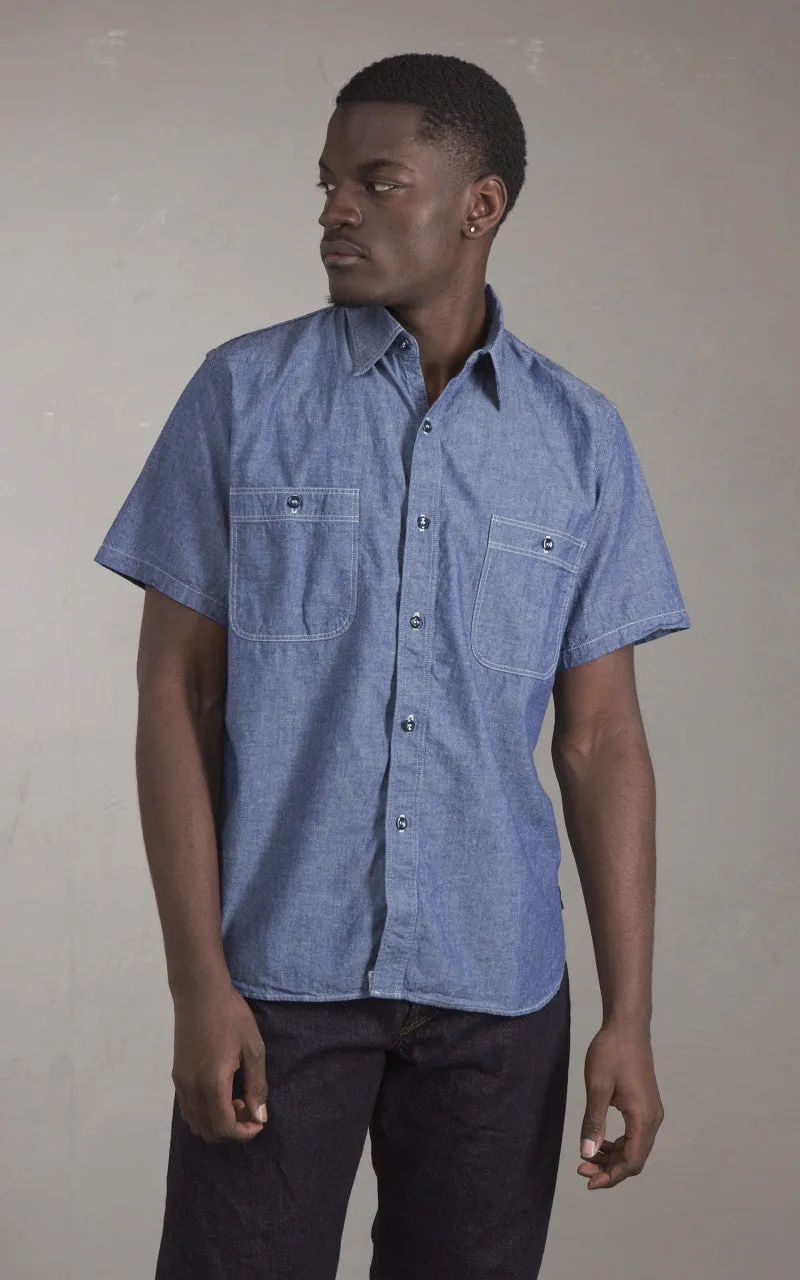 OrSlow Short Sleeve Chambray Work Shirt Blue sold by Cultizm product image thumbnail 2