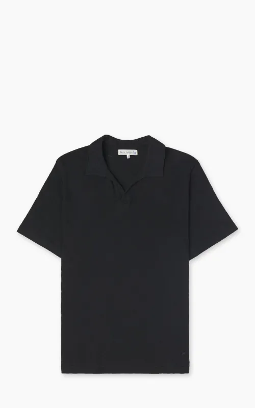 Merz b. Schwanen LINEN02 Polo Shirt Deep Black sold by Cultizm