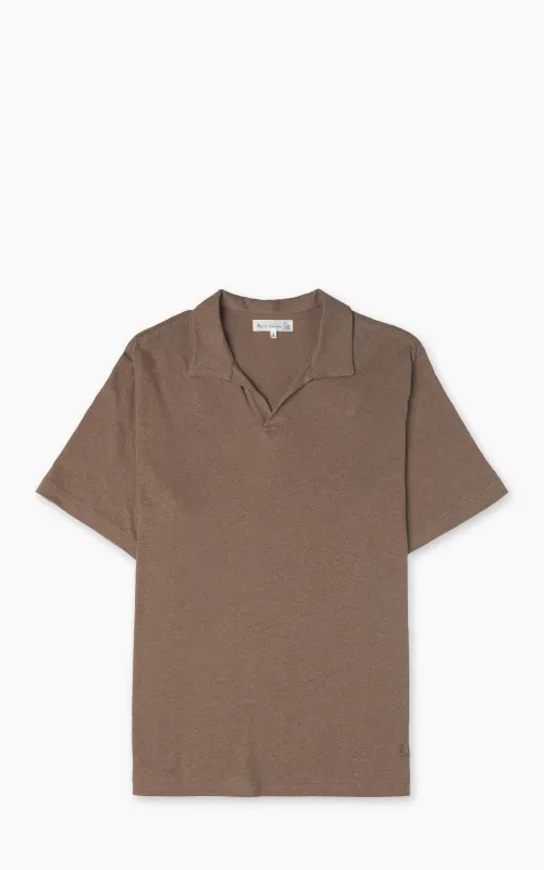 Merz b. Schwanen LINEN02 Polo Shirt Faded Grain sold by Cultizm