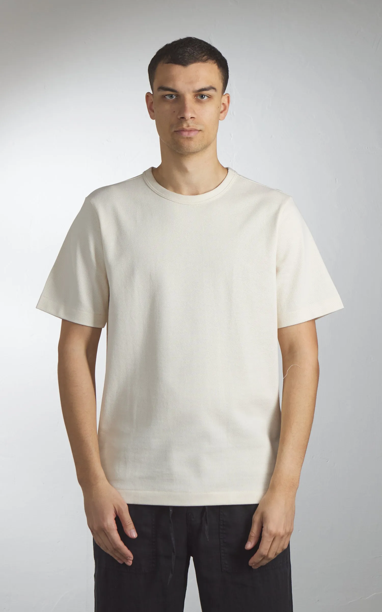 Merz b. Schwanen 214PK Crew Neck Pikée Tee Nature sold by Cultizm product image thumbnail 2