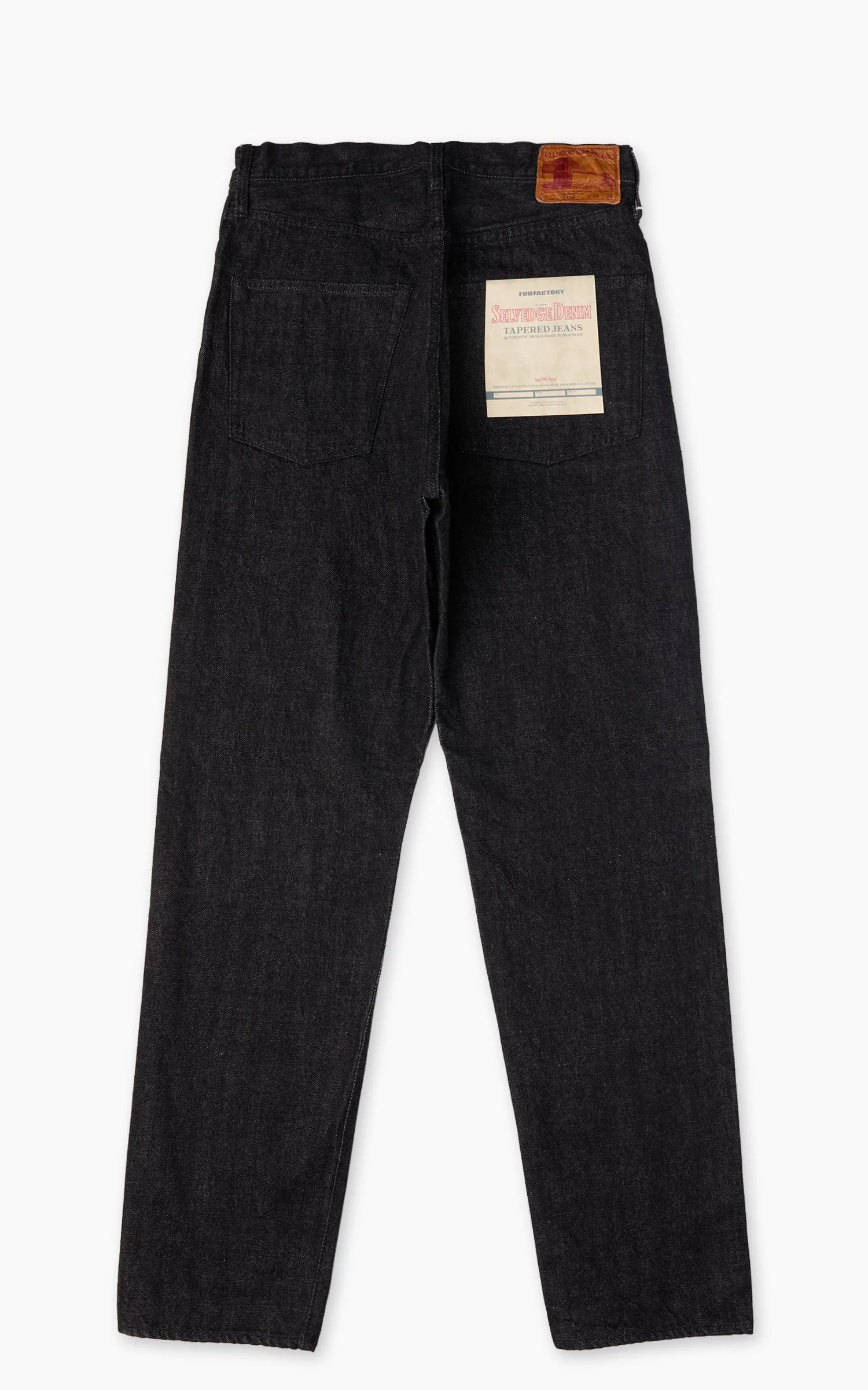 FOB Factory F153 Selvedge Denim Tapered 5P Rinsed Black sold by Cultizm product image thumbnail 2