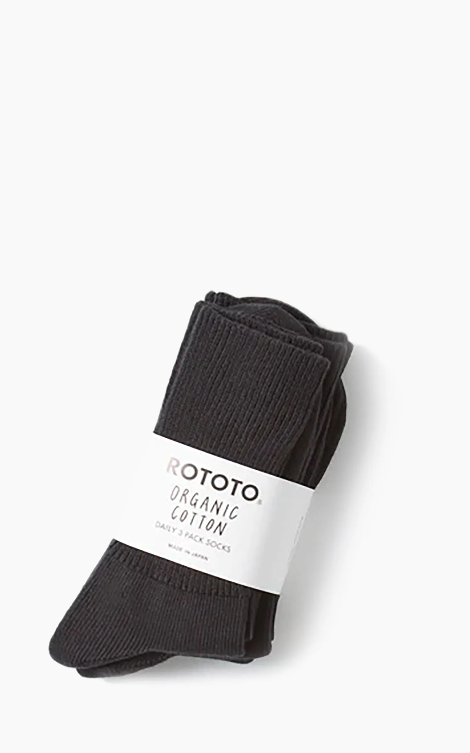 Rototo R1427 Organic Daily 3-Pack Ribbed Crew Socks Black sold by Cultizm product image thumbnail 2